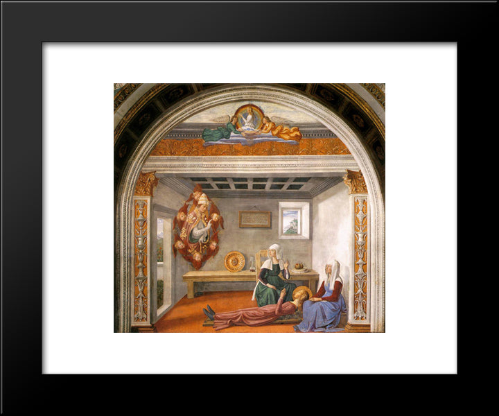 Announcement Of Death To St. Fina 20x24 Black Modern Wood Framed Art Print Poster by Ghirlandaio, Domenico