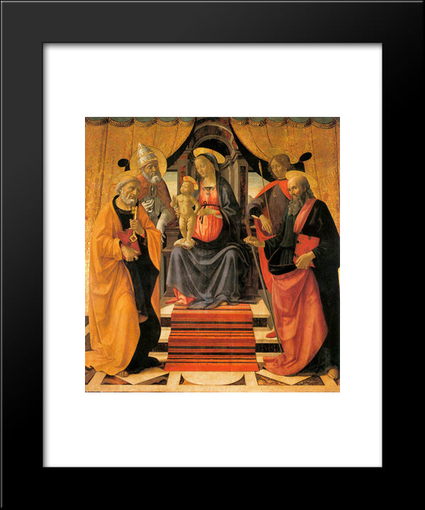 Madonna And Child Enthroned With Saints 20x24 Black Modern Wood Framed Art Print Poster by Ghirlandaio, Domenico
