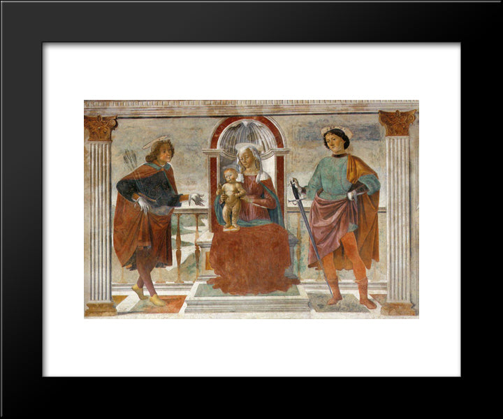 Madonna And Child With St. Sebastian And St. Julian 20x24 Black Modern Wood Framed Art Print Poster by Ghirlandaio, Domenico