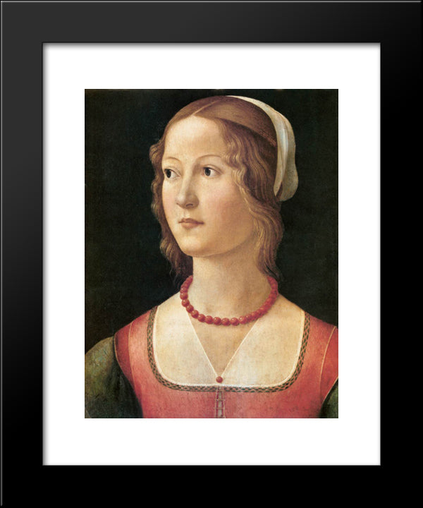 Portrait Of A Young Woman 20x24 Black Modern Wood Framed Art Print Poster by Ghirlandaio, Domenico