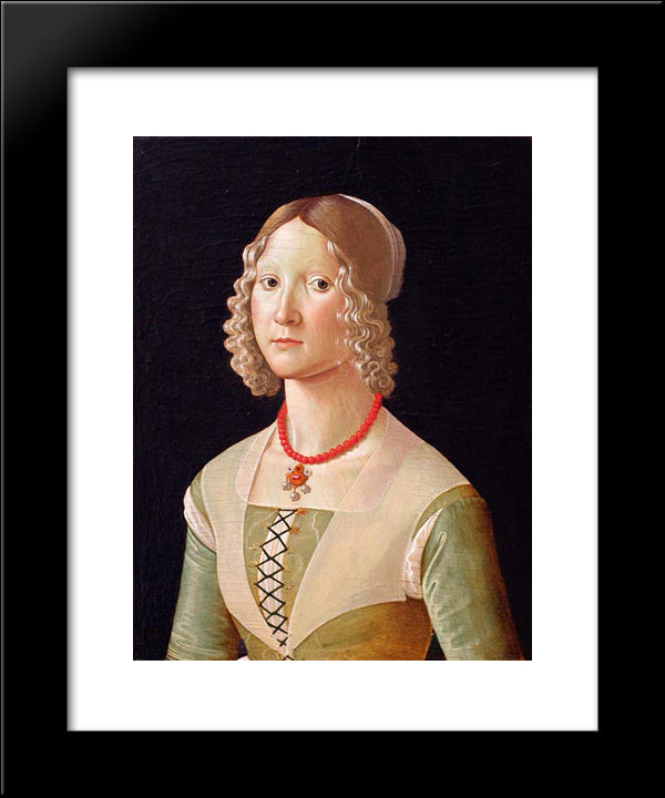 Portrait Of Giovane Donna 20x24 Black Modern Wood Framed Art Print Poster by Ghirlandaio, Domenico
