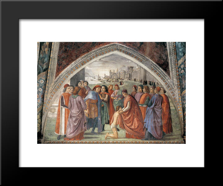 Renunciation Of Worldly Goods 20x24 Black Modern Wood Framed Art Print Poster by Ghirlandaio, Domenico