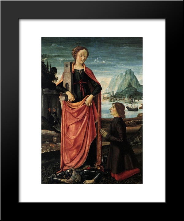 St. Barbara Crushing Her Infidel Father 20x24 Black Modern Wood Framed Art Print Poster by Ghirlandaio, Domenico
