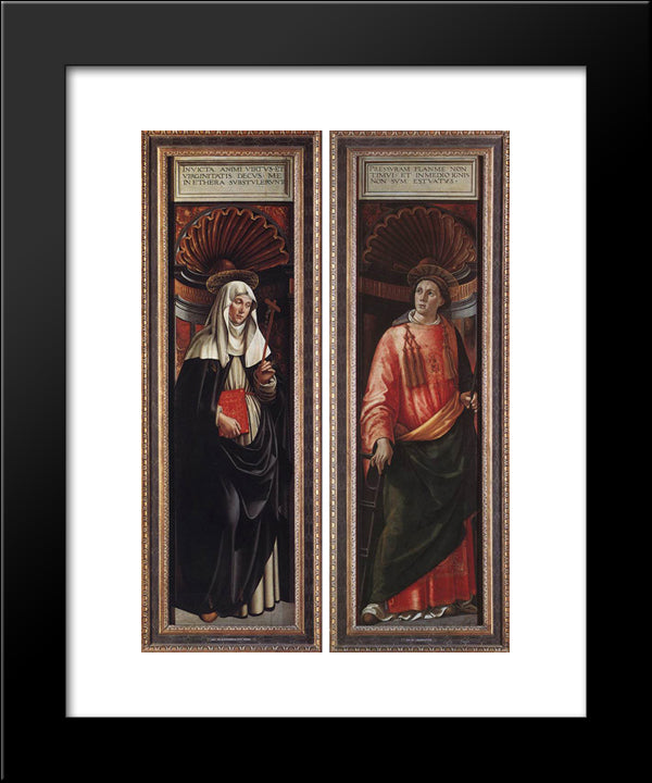 St. Catherine Of Siena And St. Lawrence 20x24 Black Modern Wood Framed Art Print Poster by Ghirlandaio, Domenico