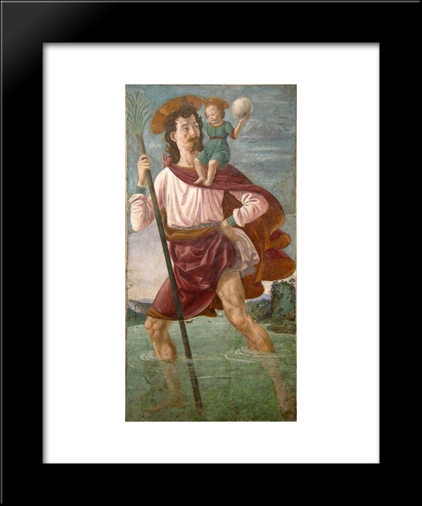 St. Christopher 20x24 Black Modern Wood Framed Art Print Poster by Ghirlandaio, Domenico