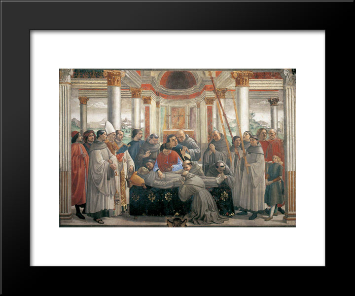 The Death Of St. Francis 20x24 Black Modern Wood Framed Art Print Poster by Ghirlandaio, Domenico
