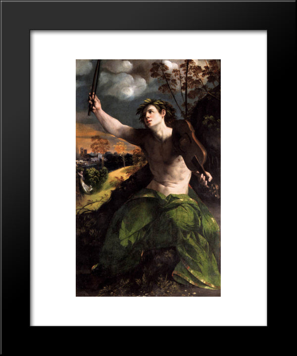 Apollo And Daphne 20x24 Black Modern Wood Framed Art Print Poster by Dosso Dossi