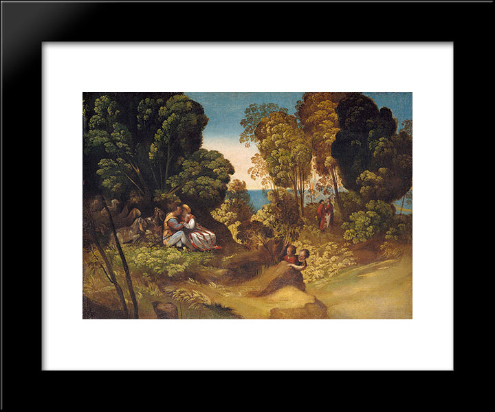 The Three Ages Of Man 20x24 Black Modern Wood Framed Art Print Poster by Dosso Dossi