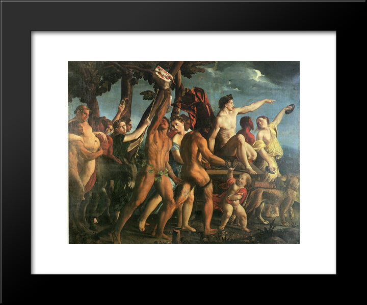 Triumph Of Bacchus 20x24 Black Modern Wood Framed Art Print Poster by Dosso Dossi