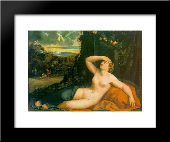 Venus Awakened By Cupid 20x24 Black Modern Wood Framed Art Print Poster by Dosso Dossi