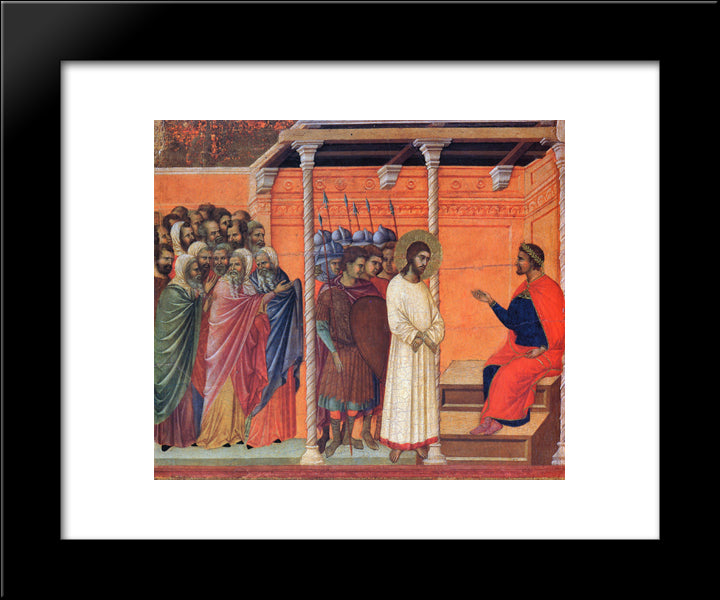 Christ Before Pilate 20x24 Black Modern Wood Framed Art Print Poster by Duccio