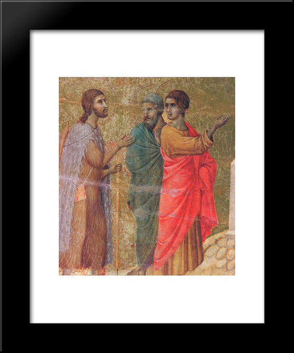 Christ On The Road To Emmaus (Fragment) 20x24 Black Modern Wood Framed Art Print Poster by Duccio