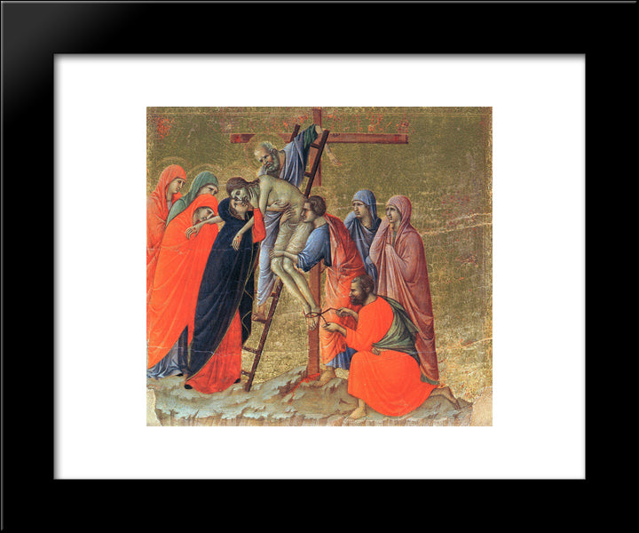 Descent From The Cross 20x24 Black Modern Wood Framed Art Print Poster by Duccio