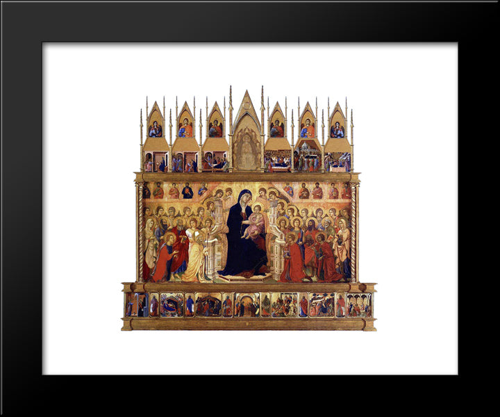 Madonna And Child On A Throne (Front) 20x24 Black Modern Wood Framed Art Print Poster by Duccio