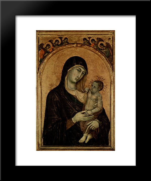 Madonna With Angels 20x24 Black Modern Wood Framed Art Print Poster by Duccio