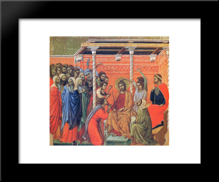 Mockery Of Christ 20x24 Black Modern Wood Framed Art Print Poster by Duccio