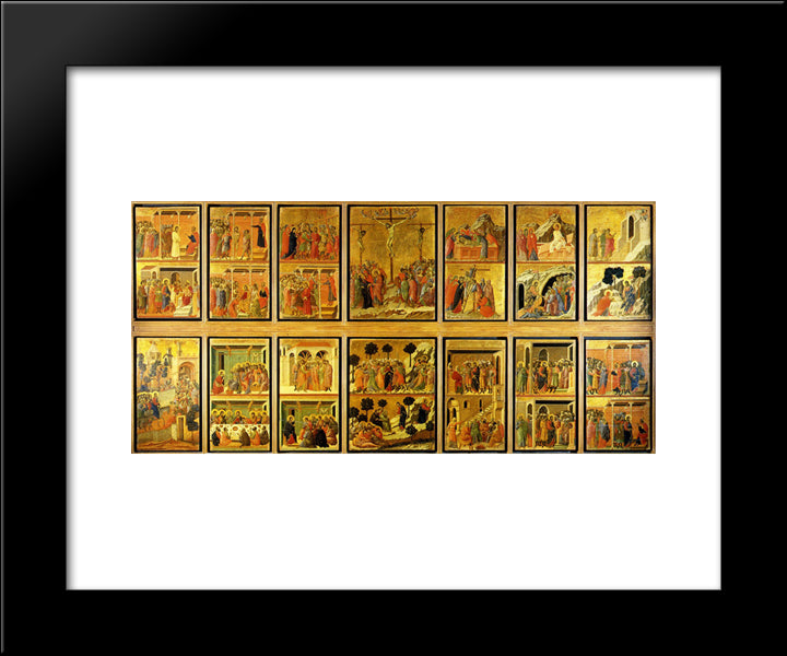 Scenes From Passion Of Christ 20x24 Black Modern Wood Framed Art Print Poster by Duccio