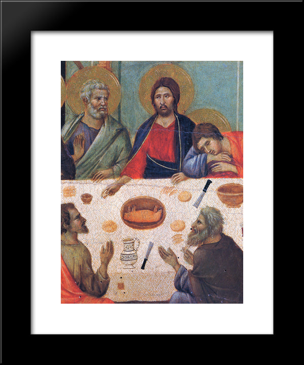 The Last Supper (Fragment) 20x24 Black Modern Wood Framed Art Print Poster by Duccio
