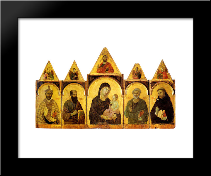 The Madonna And Child With Saints 20x24 Black Modern Wood Framed Art Print Poster by Duccio