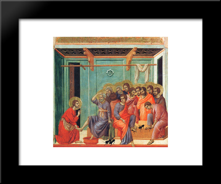 Washing Of Feet 20x24 Black Modern Wood Framed Art Print Poster by Duccio