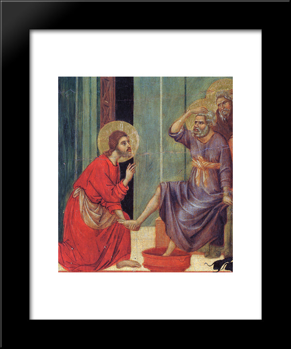 Washing Of Feet (Fragment) 20x24 Black Modern Wood Framed Art Print Poster by Duccio