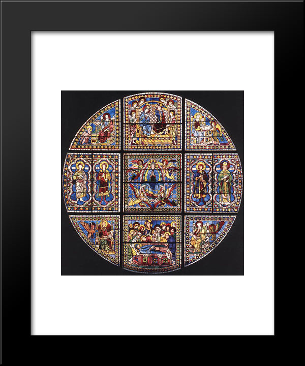 Window Showing The Death, Assumption And Coronation Of The Virgin 20x24 Black Modern Wood Framed Art Print Poster by Duccio