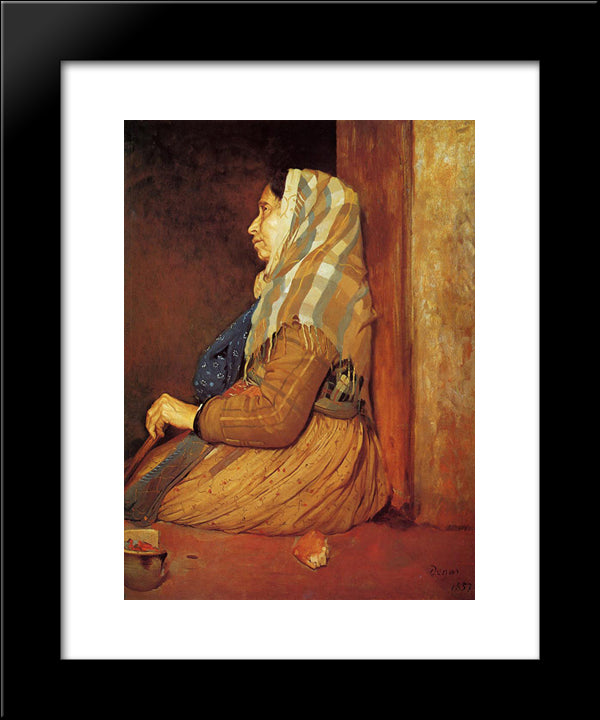 A Roman Beggar Woman 20x24 Black Modern Wood Framed Art Print Poster by Degas, Edgar