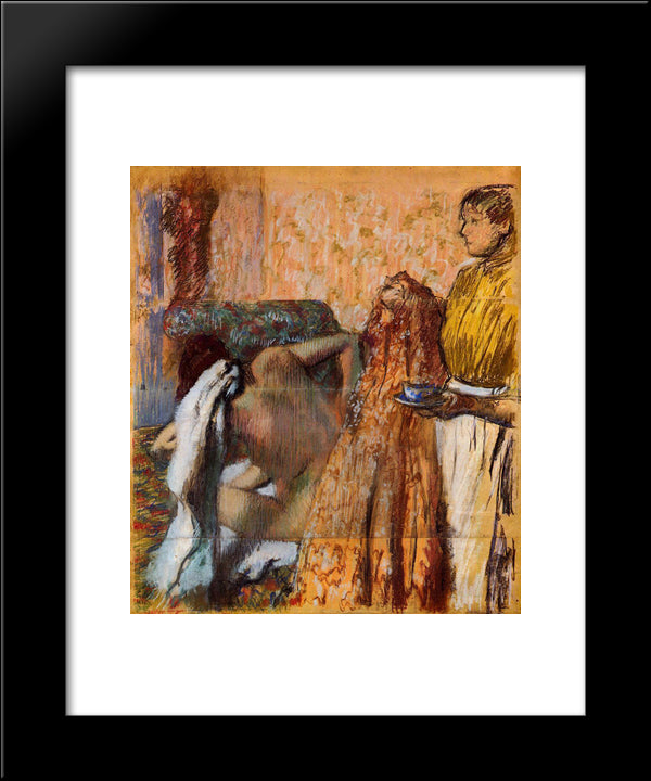 Breakfast After Bath 20x24 Black Modern Wood Framed Art Print Poster by Degas, Edgar