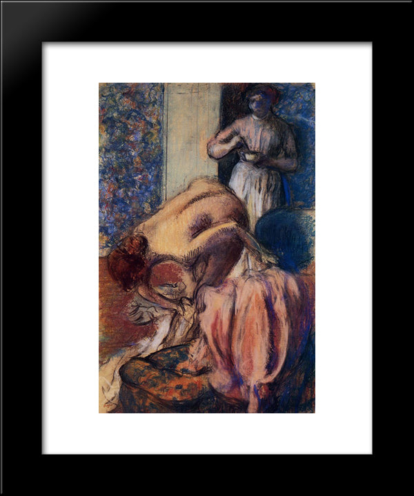 Breakfast After Bathing 20x24 Black Modern Wood Framed Art Print Poster by Degas, Edgar