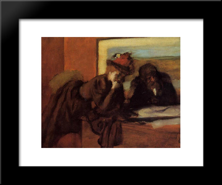 Conversation 20x24 Black Modern Wood Framed Art Print Poster by Degas, Edgar