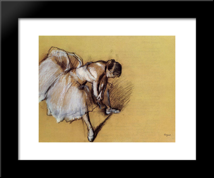 Dancer Adjusting Her Sandel 20x24 Black Modern Wood Framed Art Print Poster by Degas, Edgar