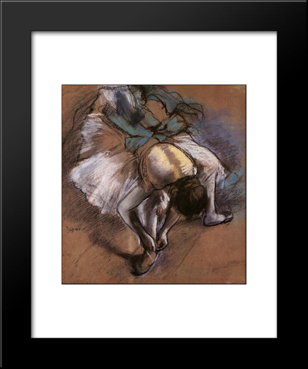 Dancer Adjusting Her Slipper 20x24 Black Modern Wood Framed Art Print Poster by Degas, Edgar