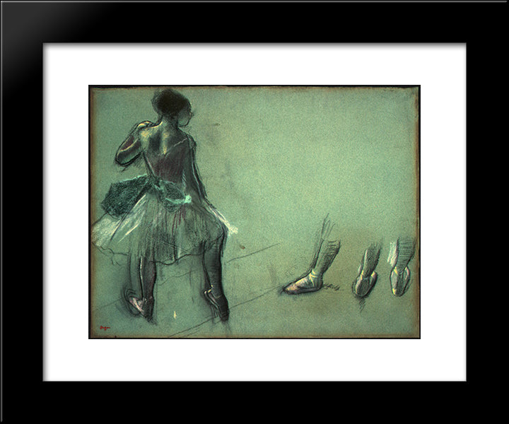 Dancer Seen From Behind And 3 Studies Of Feet 20x24 Black Modern Wood Framed Art Print Poster by Degas, Edgar