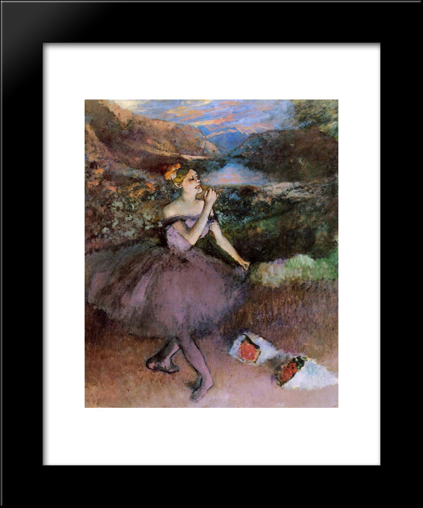 Dancer With Bouquets 20x24 Black Modern Wood Framed Art Print Poster by Degas, Edgar