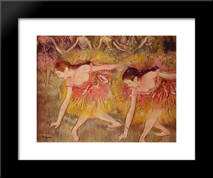 Dancers Bending Down 20x24 Black Modern Wood Framed Art Print Poster by Degas, Edgar