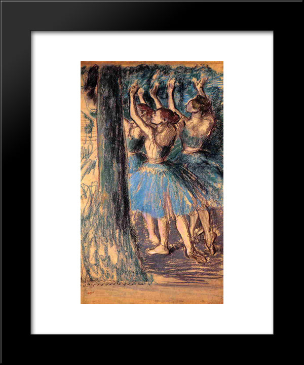 Group Of Dancers, Tree Decor 20x24 Black Modern Wood Framed Art Print Poster by Degas, Edgar