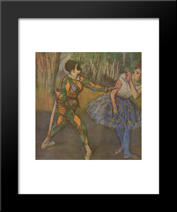 Harlequin And Colombina 20x24 Black Modern Wood Framed Art Print Poster by Degas, Edgar