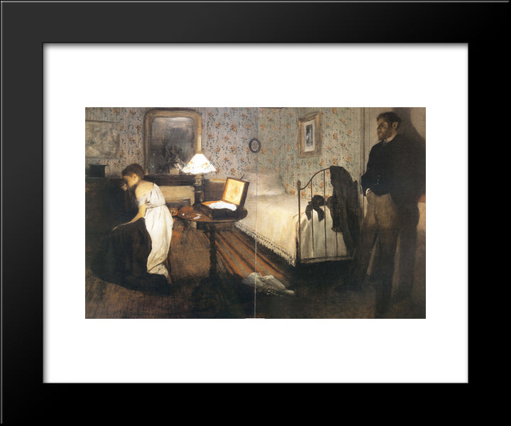 Interior (The Rape) 20x24 Black Modern Wood Framed Art Print Poster by Degas, Edgar