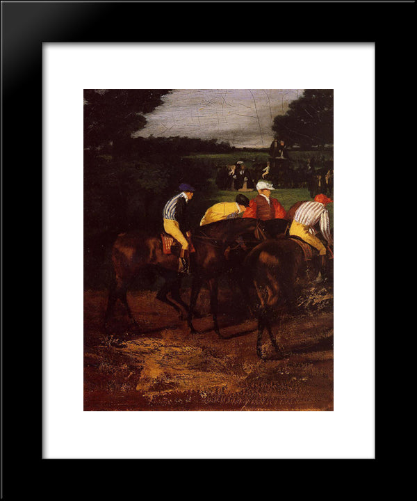 Jockeys At Epsom 20x24 Black Modern Wood Framed Art Print Poster by Degas, Edgar