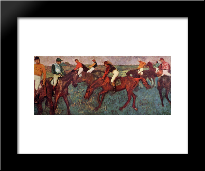 Jokeys Training 20x24 Black Modern Wood Framed Art Print Poster by Degas, Edgar