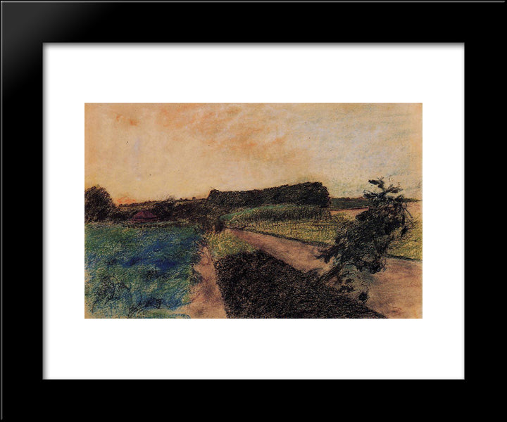 Landscape On The Orne 20x24 Black Modern Wood Framed Art Print Poster by Degas, Edgar