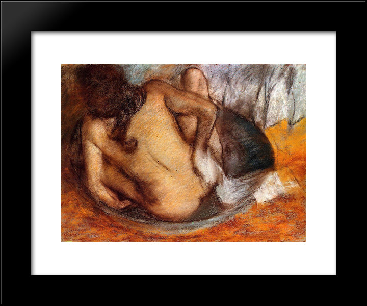 Nude In A Tub 20x24 Black Modern Wood Framed Art Print Poster by Degas, Edgar
