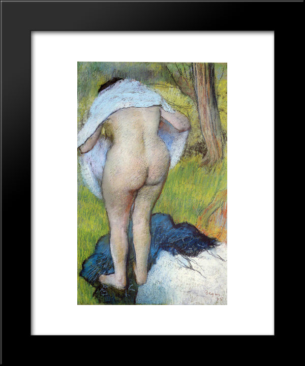 Nude Woman Pulling On Her Clothes 20x24 Black Modern Wood Framed Art Print Poster by Degas, Edgar