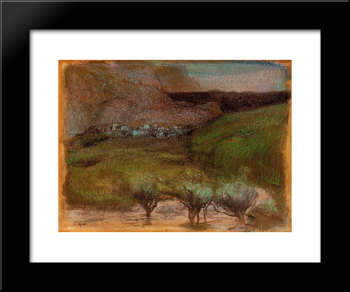 Olive Trees Against A Mountainous Background 20x24 Black Modern Wood Framed Art Print Poster by Degas, Edgar