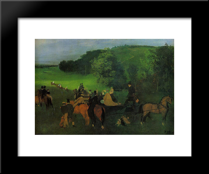 On The Racecourse 20x24 Black Modern Wood Framed Art Print Poster by Degas, Edgar