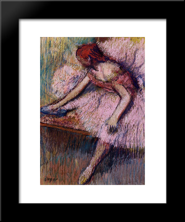 Pink Dancer 20x24 Black Modern Wood Framed Art Print Poster by Degas, Edgar