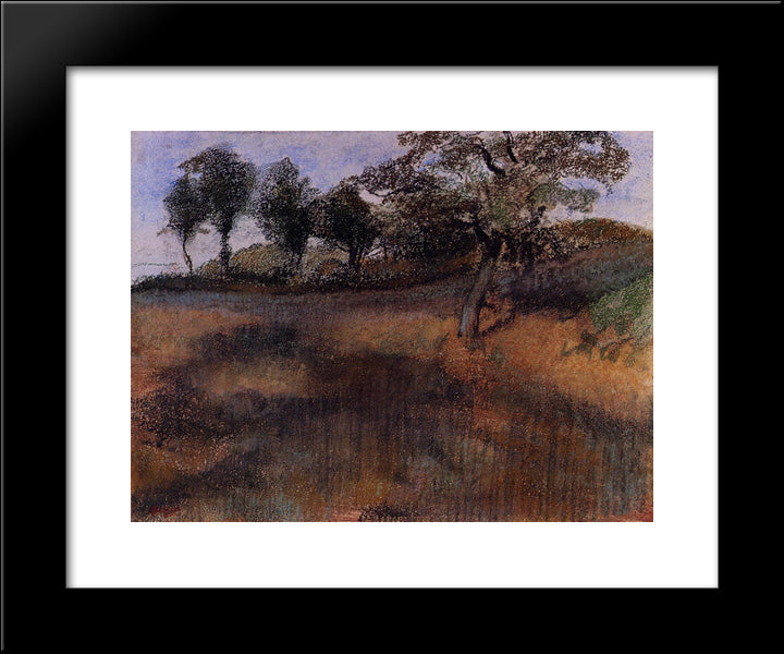 Plowed Field 20x24 Black Modern Wood Framed Art Print Poster by Degas, Edgar