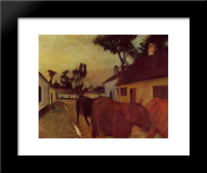 Return Of The Herd 20x24 Black Modern Wood Framed Art Print Poster by Degas, Edgar