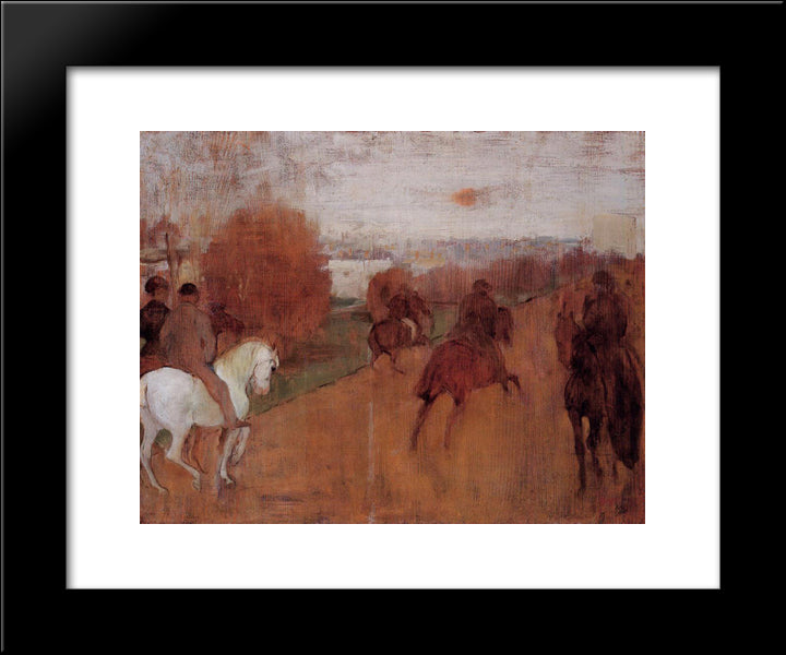 Riders On A Road 20x24 Black Modern Wood Framed Art Print Poster by Degas, Edgar