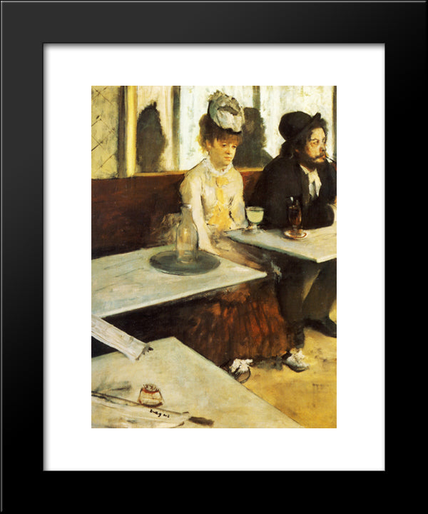 The Absinthe Drinker 20x24 Black Modern Wood Framed Art Print Poster by Degas, Edgar